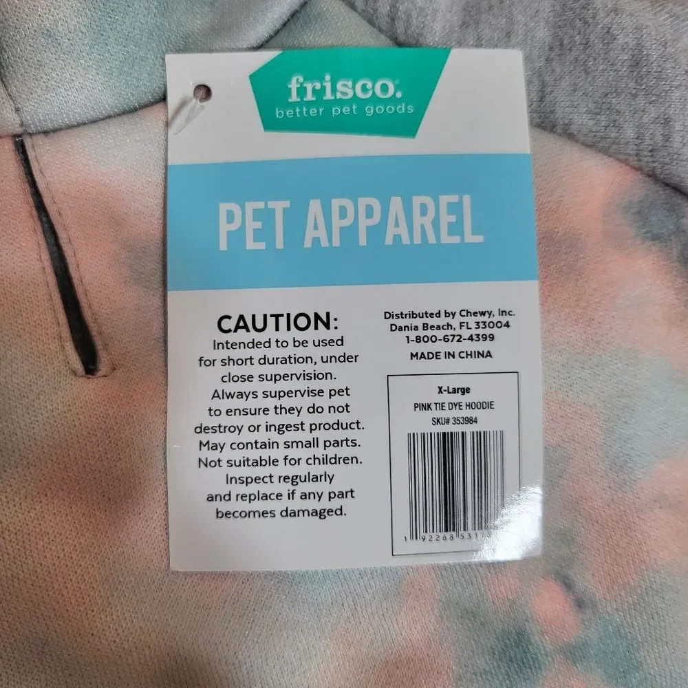 NWT FRISCO Dog Sweatshirt Hoodie Pink Tie Dye Size X-Large Adventure Graphic